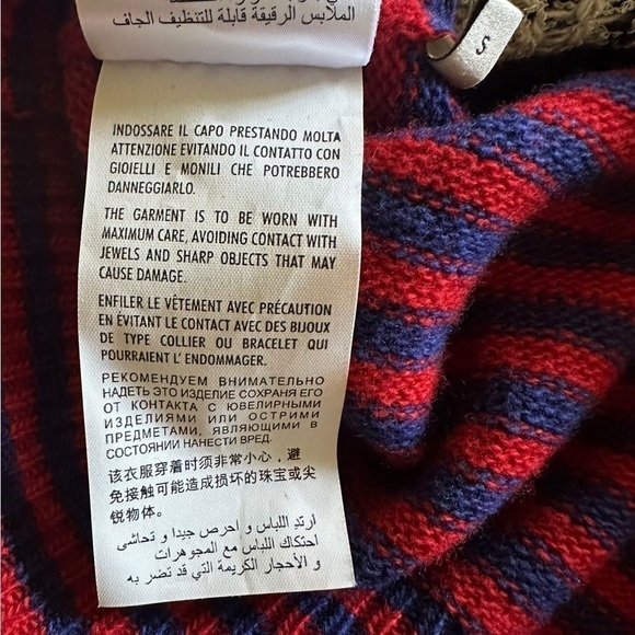 GUCCI Striped Wool Sweater With King Spaniel Intarsia Blue In Red Size… - Picture 10 of 12